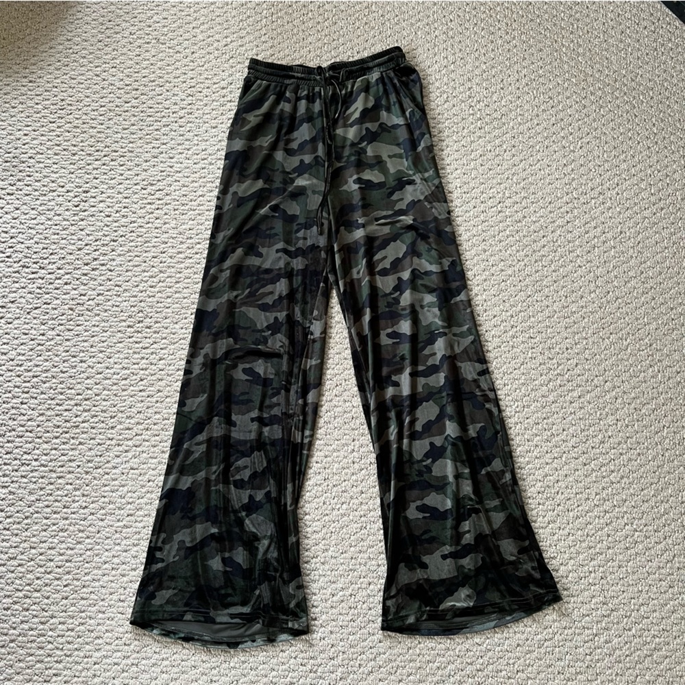 Velvet Camo Wide Leg Pants Lelis Clad & Cloth